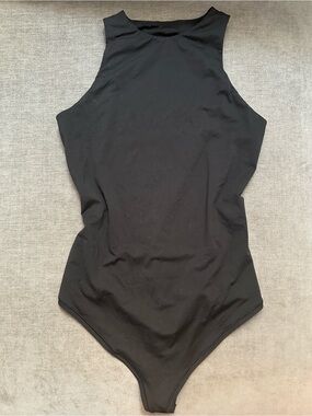 PINK Victoria's Secret Black High-Neck Sleeveless Bodysuit